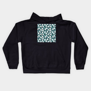 Moonflowers - turquoise on black Kids Hoodie